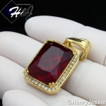 MEN Stainless Steel Gold/Silver ICED Green/Blue/Black Onyx/Ruby Charm Pendant*P98