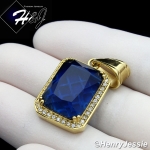 MEN Stainless Steel Gold/Silver ICED Green/Blue/Black Onyx/Ruby Charm Pendant*P98