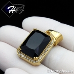 MEN Stainless Steel Gold/Silver ICED Green/Blue/Black Onyx/Ruby Charm Pendant*P98