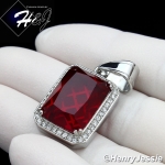 MEN Stainless Steel Gold/Silver ICED Green/Blue/Black Onyx/Ruby Charm Pendant*P98