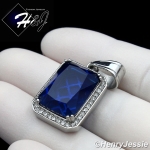 MEN Stainless Steel Gold/Silver ICED Green/Blue/Black Onyx/Ruby Charm Pendant*P98