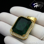 MEN Stainless Steel Gold/Silver ICED Green/Blue/Black Onyx/Ruby Charm Pendant*P103