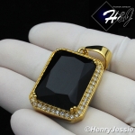 MEN Stainless Steel Gold/Silver ICED Green/Blue/Black Onyx/Ruby Charm Pendant*P103