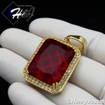 MEN Stainless Steel Gold/Silver ICED Green/Blue/Black Onyx/Ruby Charm Pendant*P103