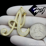 MEN 925 STERLING SILVER LAB DIAMOND ICED BLING GOLD INITIAL LETTER 