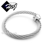 MEN WOMEN Stainless Steel Silver Twisted Cable Adjustable Bangle Bracelet*B65