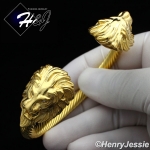 MEN WOMEN Stainless Steel Gold Lion Head Twisted Cable Adjustable Bracelet*GB89