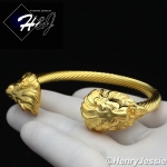 MEN WOMEN Stainless Steel Gold Lion Head Twisted Cable Adjustable Bracelet*GB89