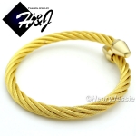 MEN WOMEN Stainless Steel Gold Twisted Cable Adjustable Cuff Bangle Bracelet*GB65