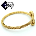 MEN WOMEN Stainless Steel Gold Twisted Cable Adjustable Cuff Bangle Bracelet*GB57