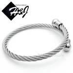 MEN WOMEN Stainless Steel Silver Twisted Cable Adjustable Cuff Bangle Bracelet*B57