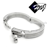 MEN Stainless Steel 11mm Silver Carbon Fiber Stripe Bangle/Handcuff Bracelet*B67