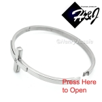 Women's Stainless Steel Silver Cross CZ Stone Bangle/Handcuff Bracelet*B58