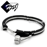 MEN Stainless Steel 0.33 Carat Pave CZ Black/Silver Bangle/Handcuff Bracelet*BB12