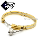 MEN Stainless Steel 0.33 Carat Pave CZ Gold/Silver Bangle/Handcuff Bracelet*GB12