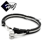 MEN's Stainless Steel Silver/Black Simple Plain Bangle/Handcuff Bracelet*BB13