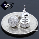 MEN WOMEN 925 STERLING SILVER LAB DIAMOND 6MM ICED ROUND 3D STUD EARRING*E133