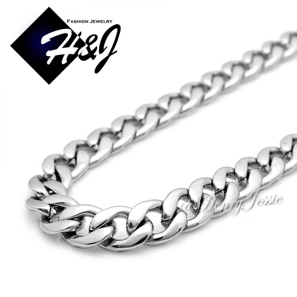 18-40"MEN's Stainless Steel 4mm/5mm/6mm/7mm/8.5mm/10mm/12mm Silver Cuban Curb Link Chain Necklace