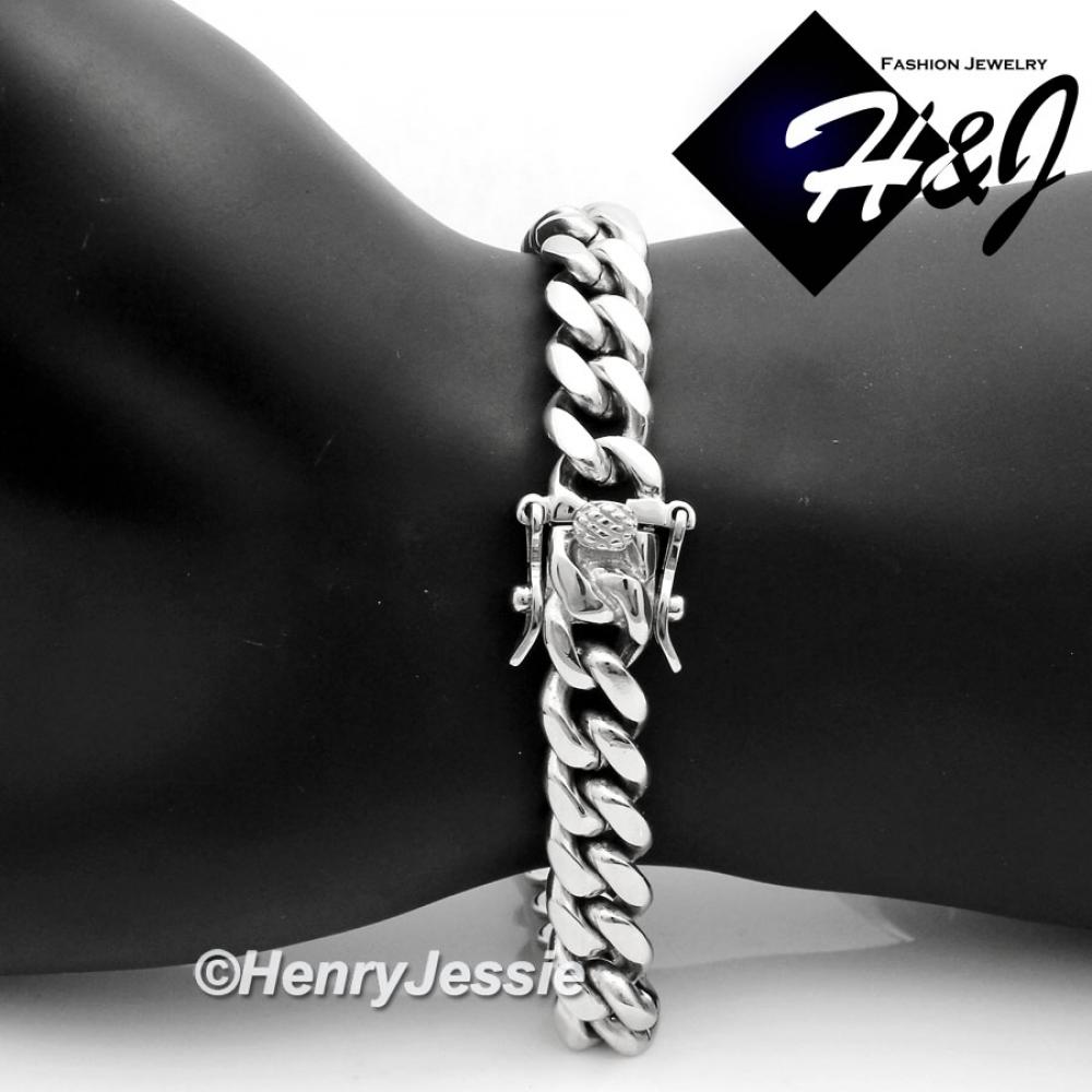 8.5"MEN Stainless Steel 10x4mm Silver Miami Cuban Curb Link Chain Bracelet*B154