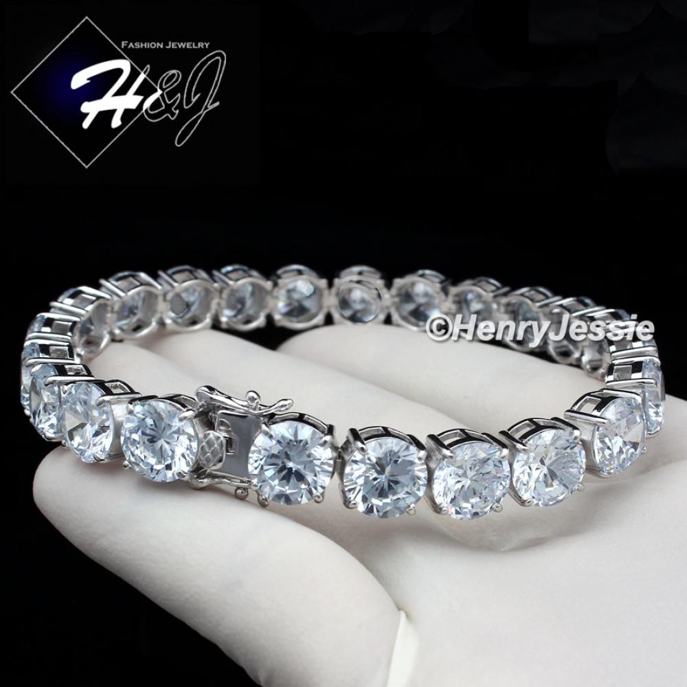 8.5"MEN 925 STERLING SILVER 6MM/7MM/8MM/9MM ICED BLING 1 ROW TENNIS CHAIN BRACELET*SB1