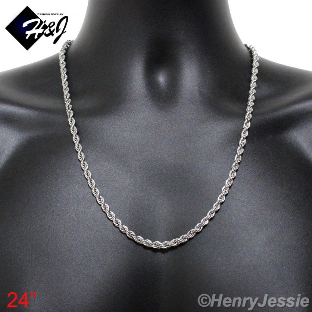 24"MEN's Stainless Steel 5mm Silver Smooth Rope Chain Necklace*SN123