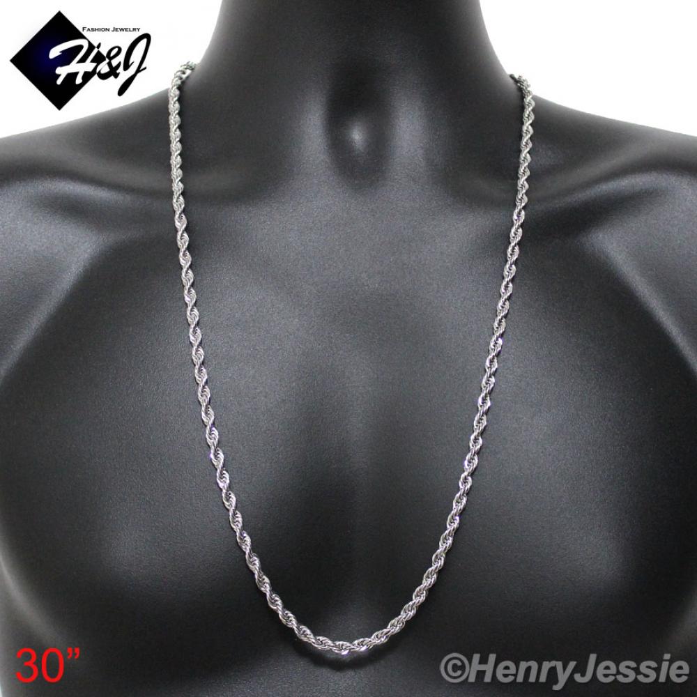 30"MEN's Stainless Steel 5mm Silver Smooth Rope Chain Necklace*SN123