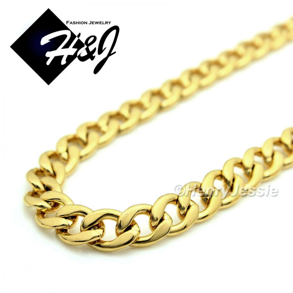18-40"MEN's Stainless Steel 6mm Gold Cuban Curb Link Chain Necklace*GN117