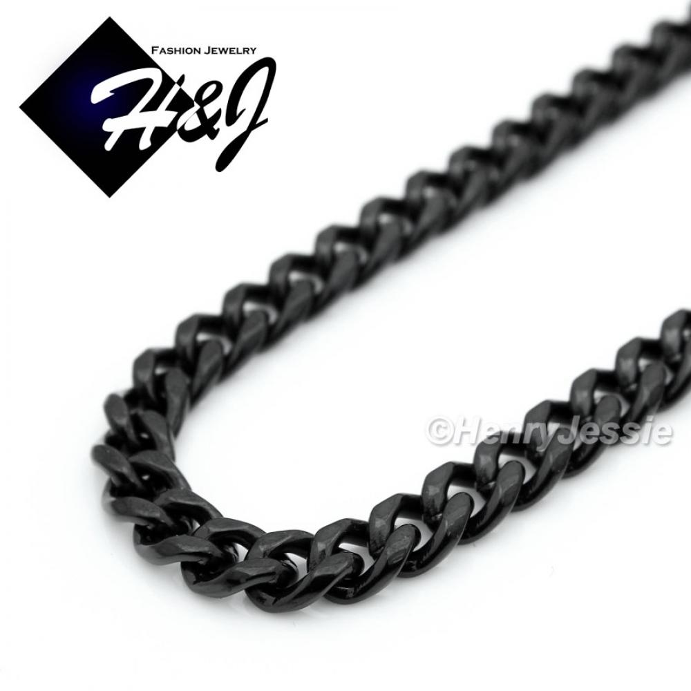 18-40"MEN's Stainless Steel 6x2mm Black Cuban Curb Link Chain Necklace*BN134