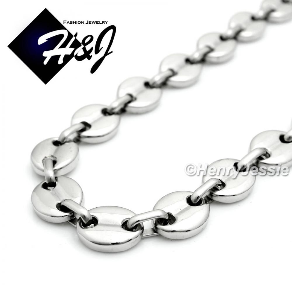 18-40"MEN Stainless Steel 10mm Silver Gucci Puffed Mariner Link Chain Bracelet Necklace*N139