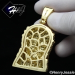 MEN STAINLESS STEEL LAB DIAMOND ICED BLING GOLD 3D JESUS FACE PENDANT*IGP12