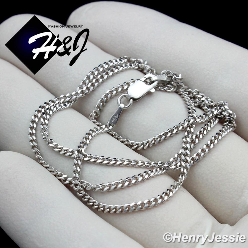 16"-24"MEN WOMEN 925 STERLING SILVER 2MM MIAMI CUBAN CURB LINK CHAIN NECKLACE*SN14