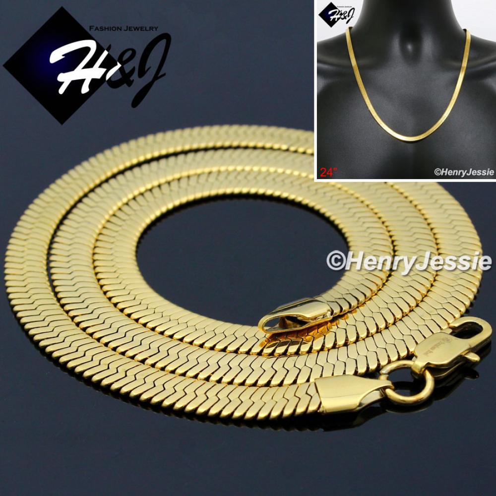 24"MEN's Stainless Steel 6mm Gold Herringbone Chain Necklace*GN159