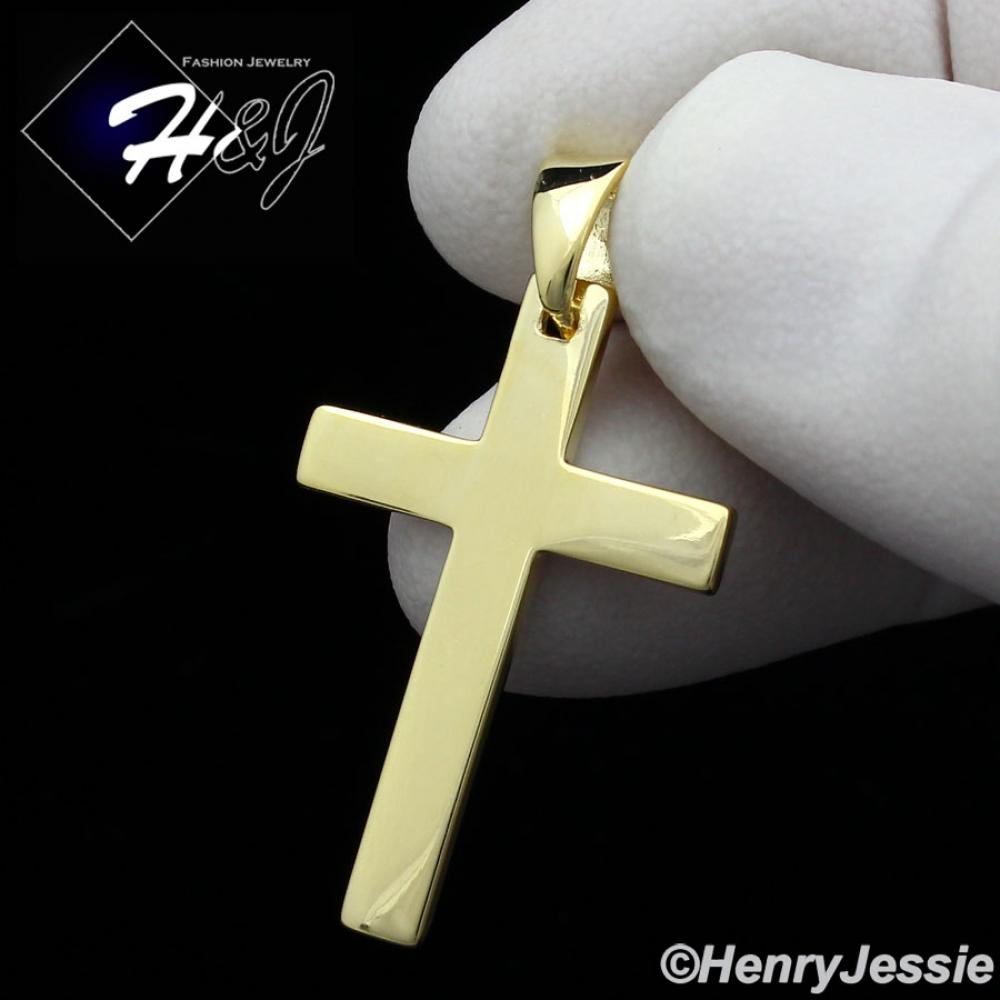 MEN WOMEN 925 STERLING SILVER PLAIN SIMPLE GOLD CROSS CHARM PENDANT*GP194