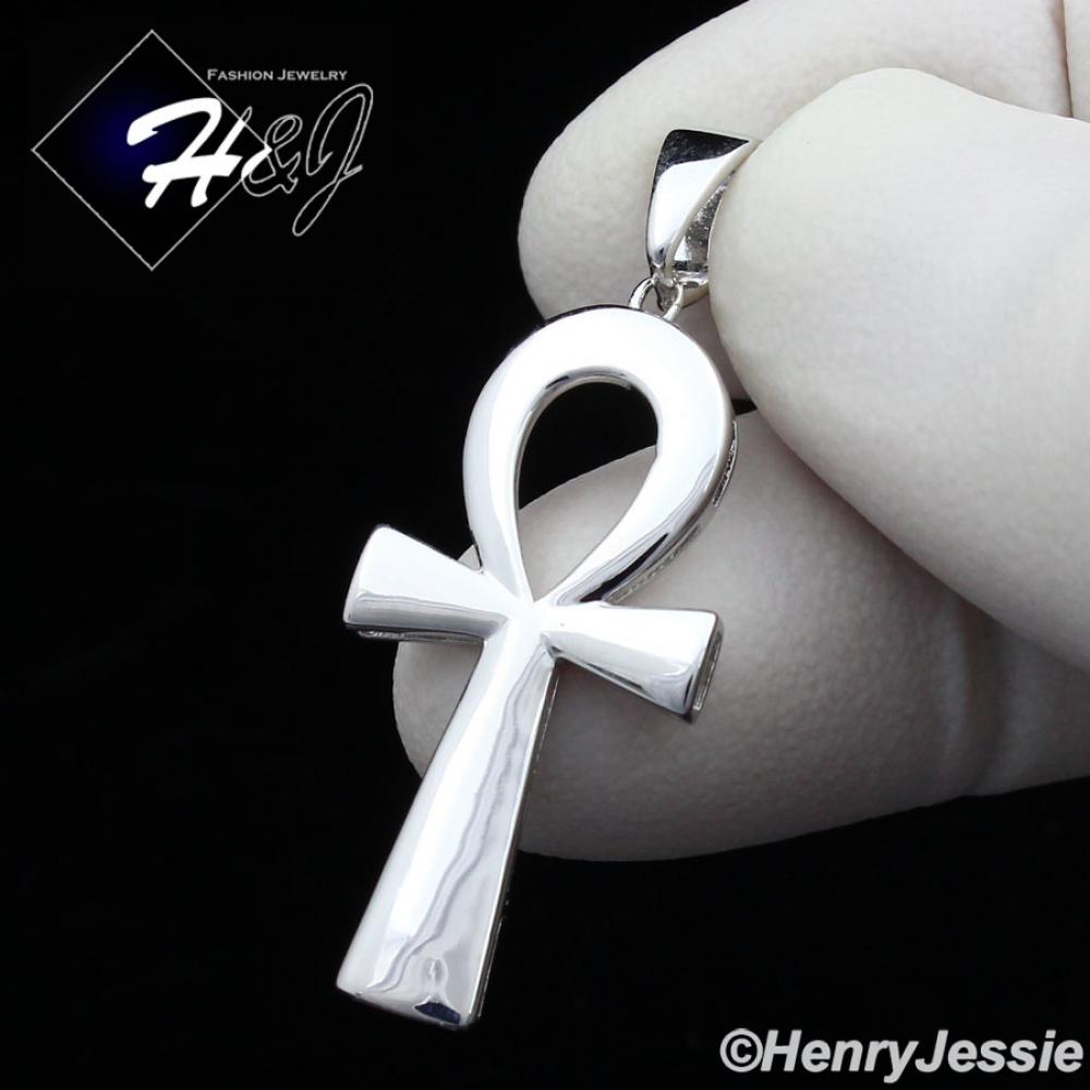 MEN WOMEN 925 STERLING SILVER PLAIN SIMPLE ANKH KEY CROSS CHARM PENDANT*SP195