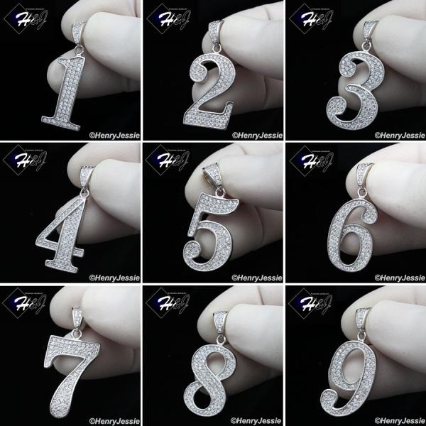 MEN WOMEN 925 STERLING SILVER LAB DIAMOND ICED BLING NUMBER 