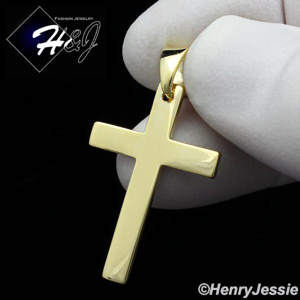 MEN WOMEN 925 STERLING SILVER PLAIN SIMPLE GOLD CROSS CHARM PENDANT*GP194