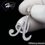 MEN WOMEN 925 STERLING SILVER LAB DIAMOND ICED 26 INITIAL LETTERS PENDANT*SP175