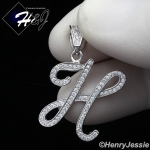 MEN WOMEN 925 STERLING SILVER LAB DIAMOND ICED 26 INITIAL LETTERS PENDANT*SP175