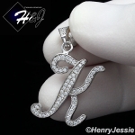 MEN WOMEN 925 STERLING SILVER LAB DIAMOND ICED 26 INITIAL LETTERS PENDANT*SP175