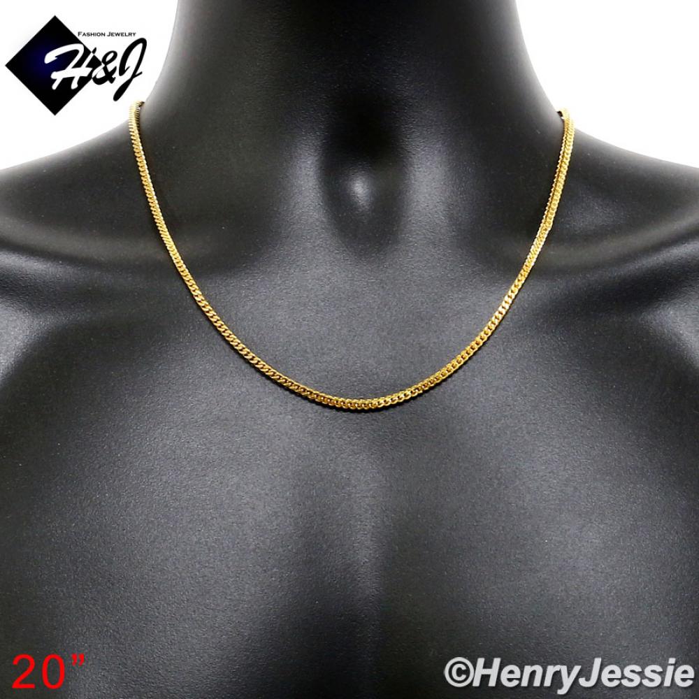 20"MEN's Stainless Steel 2mm Gold Franco Cuban Curb Box Link Chain Necklace*N150