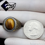 MEN's Stainless Steel Oval Tiger Eye Gold/Silver Ring Size 8-13*TR115