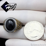 MEN's Stainless Steel Oval Black Onyx Gold/Silver Ring Size 8-13*BR115