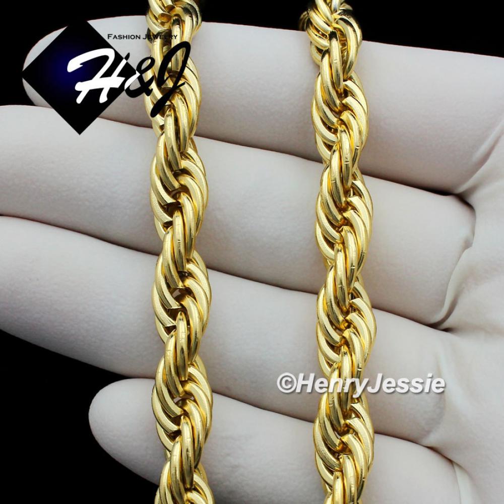 17"20"24"30"MEN's Stainless Steel 8mm Gold Smooth Rope Chain Necklace*GN149