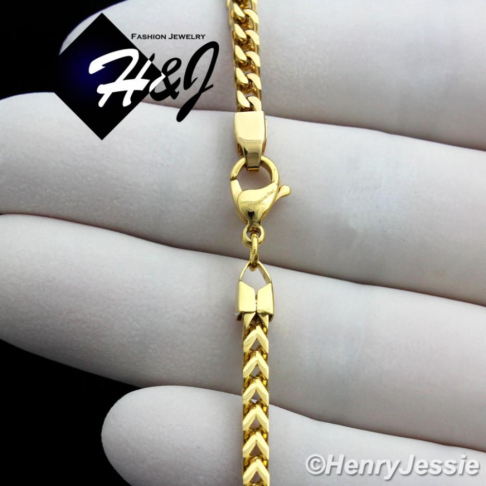 20"24"30"MEN's Stainless Steel 2mm/3mm Gold Franco Cuban Curb Box Link Chain Necklace*GN150