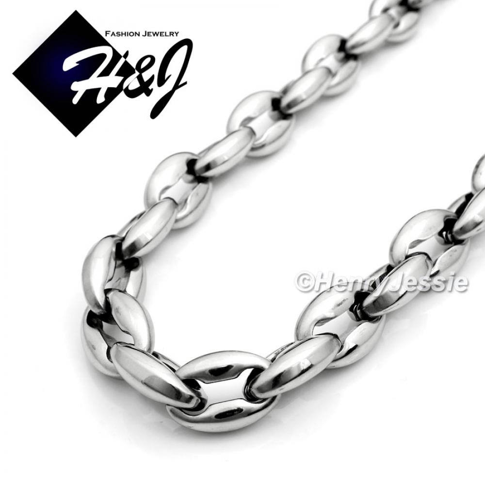 7.5"-40"MEN Stainless Steel WIDE 12mm Silver Puffed Mariner Link Chain Bracelet Necklace*N147