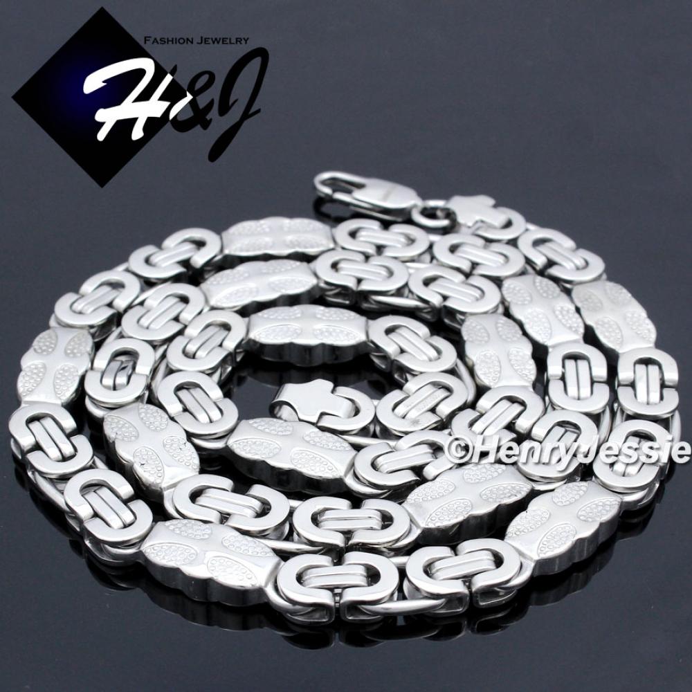 7.5"-40"MEN Stainless Steel 8mm Silver Flat Byzantine Box Link Chain Bracelet Necklace*N156