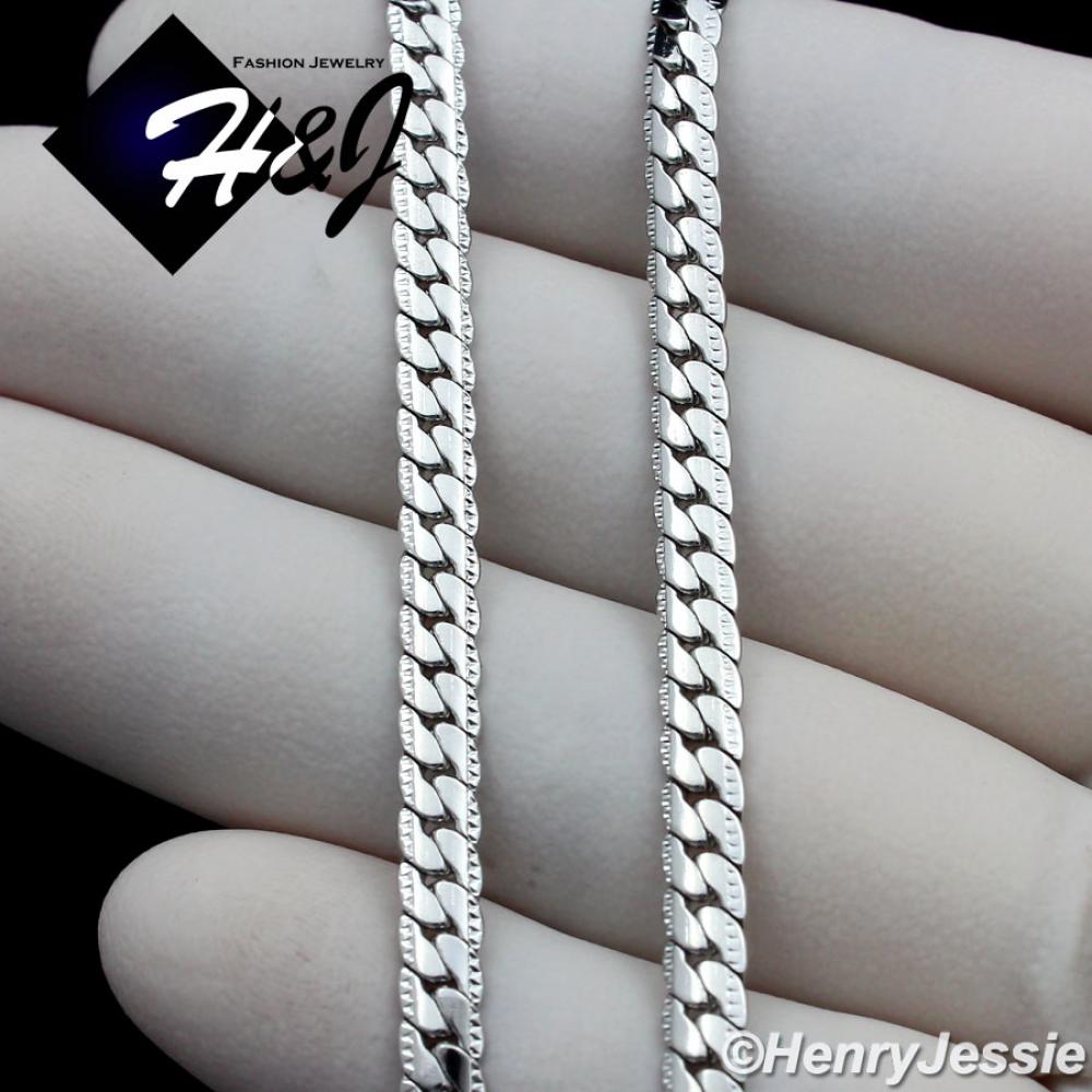 7.5"-40"MEN Stainless Steel 4mm Silver Diamond Cut Miami Cuban Curb Link Chain Bracelet Necklace*N161