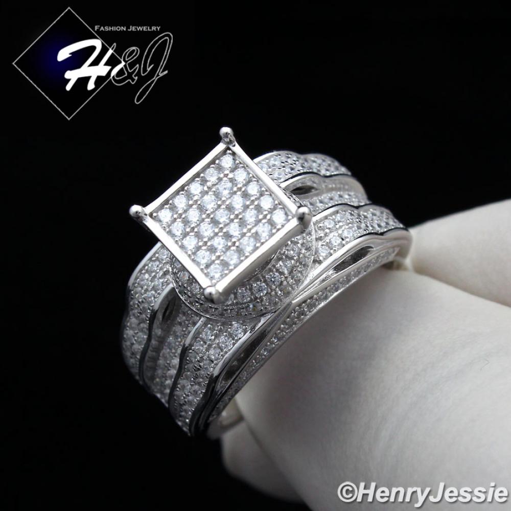 WOMEN 925 STERLING SILVER ICED BLING ENGAGEMENT RING SIZE 6-10*SR86