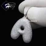 MEN WOMEN 925 STERLING SILVER LAB DIAMOND ICED 26 BUBBLE INITIAL LETTERS PENDANT*SP203