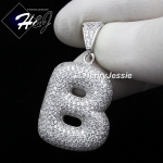 MEN WOMEN 925 STERLING SILVER LAB DIAMOND ICED 26 BUBBLE INITIAL LETTERS PENDANT*SP203